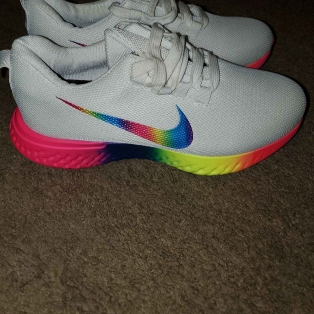 Nike Kids White Rainbow Sneakers